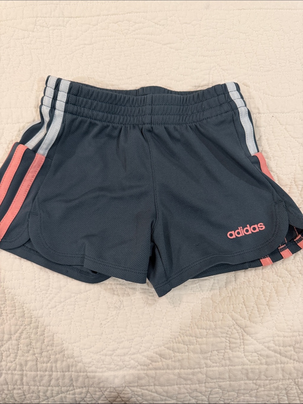 adidas Women's Charcoal Athletic Shorts with Pink Trim